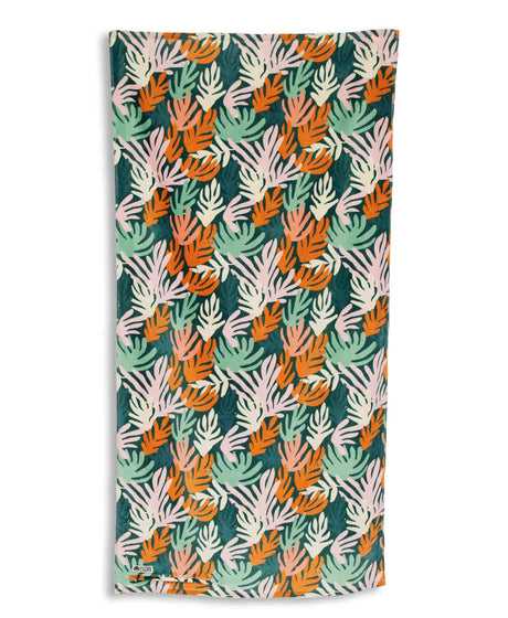 Colorful towel with coral pattern on a white background