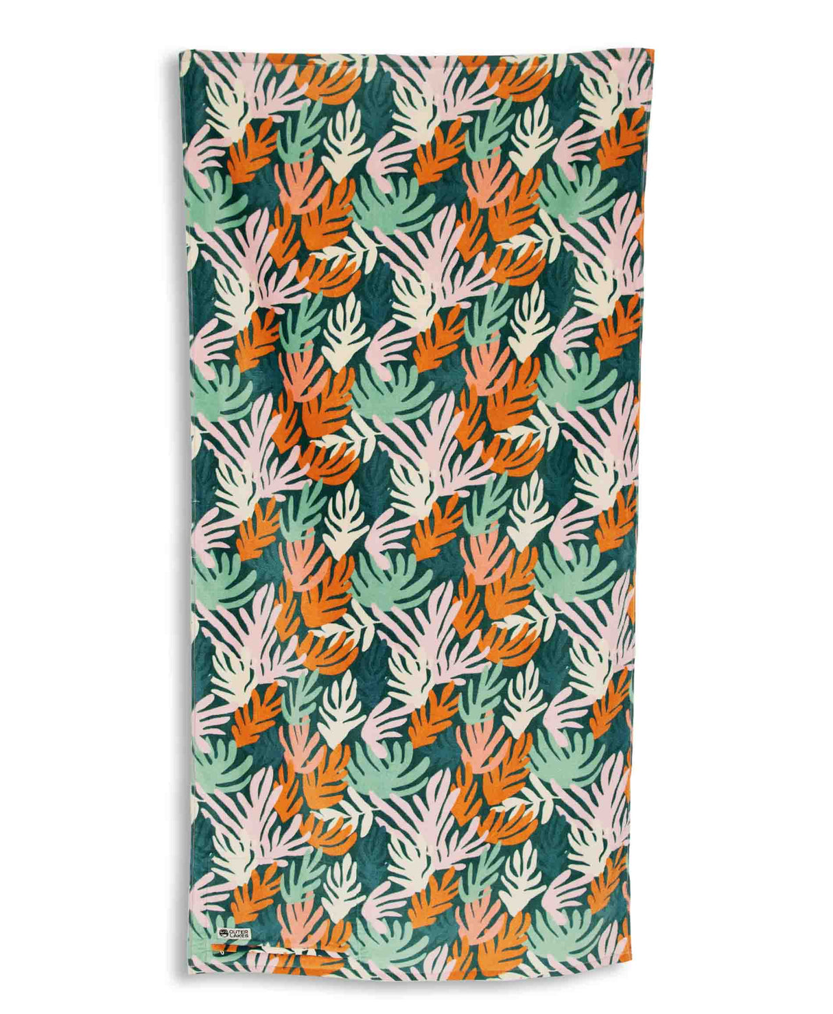 Colorful towel with coral pattern on a white background