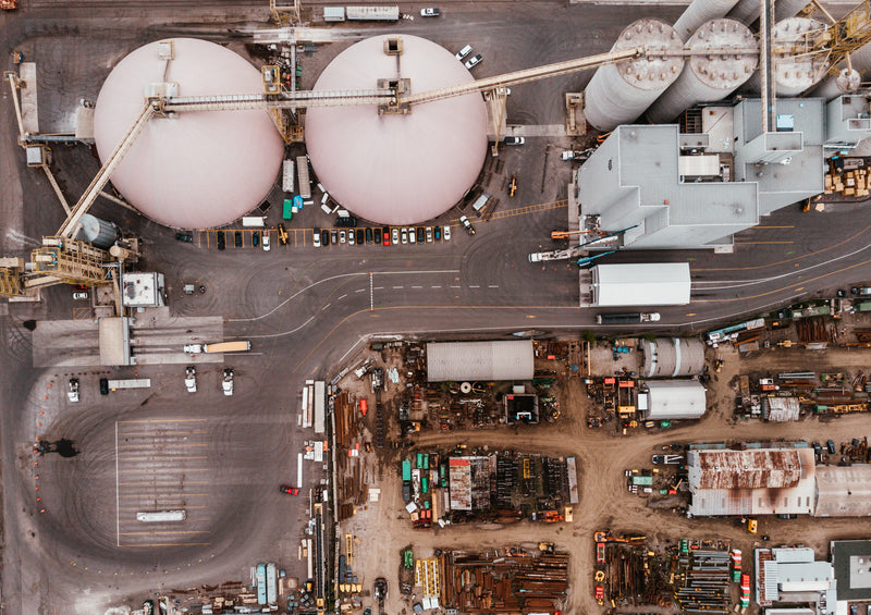 Overhead image of a factory.